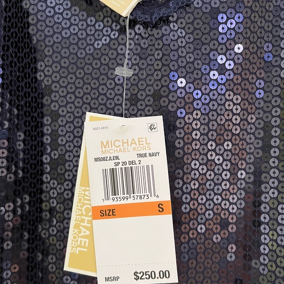 New with tags dark navy sequin slip dress by Michael Kors. - Picture 5 of 5